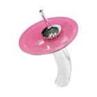 Cuba De Vidro Abaulada 45cm Rosa + Valvula + Torneira Cascata