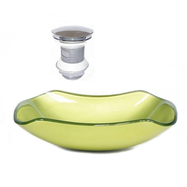 Cuba De Vidro Abaulada 45cm Verde Oliva + Valvula Click