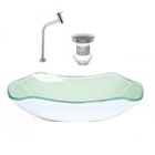 Cuba De Vidro Abaulada 51cm Branca + Valvula + Torneira