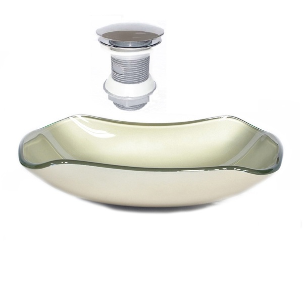 Cuba De Vidro Abaulada 51cm Champanhe + Valvula Click