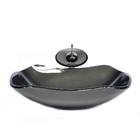 Cuba De Vidro Abaulada 51cm Grafite + Valvula + Torneira Casc