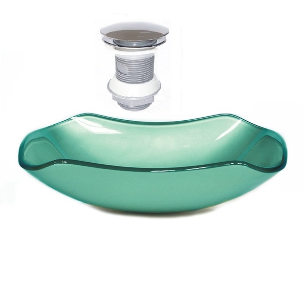 Cuba De Vidro Abaulada 51cm Verde + Valvula Click