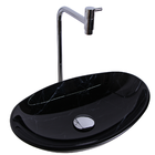 Cuba De Vidro Banheiro Canoa 43x28 Preto Marmorizado