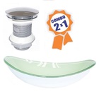 Cuba De Vidro Oval 47cm Branca + Válvula Click