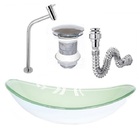 Cuba De Vidro Oval 47cm Branca + Válvula Click + Torneira De