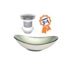 Cuba De Vidro Oval 47cm Champanhe + Válvula Click