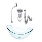 Cuba De Vidro Oval 47cm Jateada + Válvula Click + Torneira De