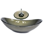 Cuba De Vidro Oval 47cm Ouro Envelhecido + Valvula + Torneira