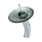 Cuba De Vidro Oval 47cm Prata + Valvula + Torneira Cascata