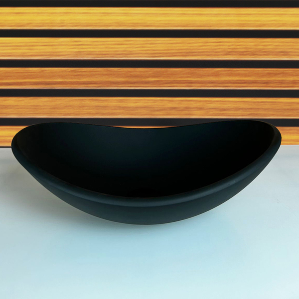 Cuba De Vidro Oval 47cm Preto Fosco