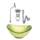 Cuba De Vidro Oval 47cm Verde Oliva + Válvula Click + Torneir