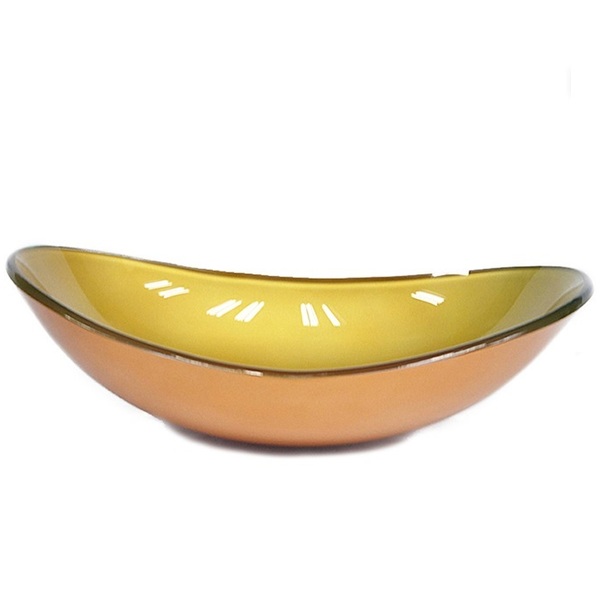Cuba De Vidro Oval 55cm  Dourado Real