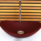 Cuba De Vidro Oval 55cm Vermelho Fosco Com Torneira E Valvula