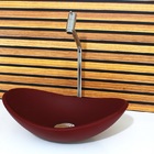 Cuba De Vidro Oval 55cm Vermelho Fosco Com Torneira E Valvula