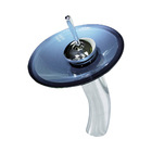 Cuba De Vidro Oval Chanfrada 46cm Azul + Valvula + Torneira C