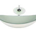 Cuba De Vidro Oval Chanfrada 46cm Branca + Valvula + Torneira