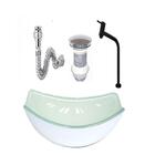 Cuba De Vidro Oval Chanfrada 46cm Branca + Valvula + Torneira