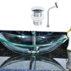 Cuba De Vidro Oval Chanfrada 46cm Incolor + Valvula Click + T