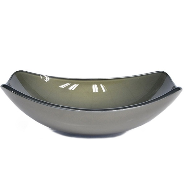 Cuba De Vidro Oval Chanfrada 46cm Ouro Envelhecido
