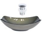 Cuba De Vidro Oval Chanfrada 46cm Ouro Envelhecido + Valvula