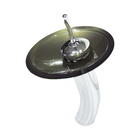 Cuba De Vidro Oval Chanfrada 46cm Ouro Envelhecido + Valvula