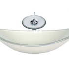 Cuba De Vidro Oval Chanfrada 46cm Prata + Valvula + Torneira