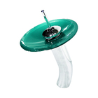 Cuba De Vidro Oval Chanfrada 46cm Verde + Valvula + Torneira