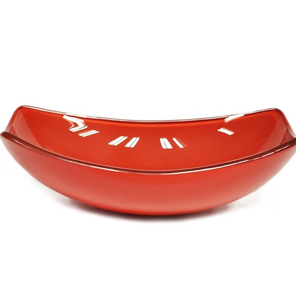 Cuba De Vidro Oval Chanfrada 46cm Vermelho Ferrari