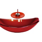 Cuba De Vidro Oval Chanfrada 46cm Vermelho Ferrari + Valvula