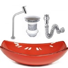 Cuba De Vidro Oval Chanfrada 46cm Vermelho Ferrari + Valvula