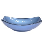 Cuba De Vidro Oval Chanfrada 51cm Azul