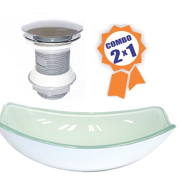 Cuba De Vidro Oval Chanfrada 51cm Branca + Valvula Click