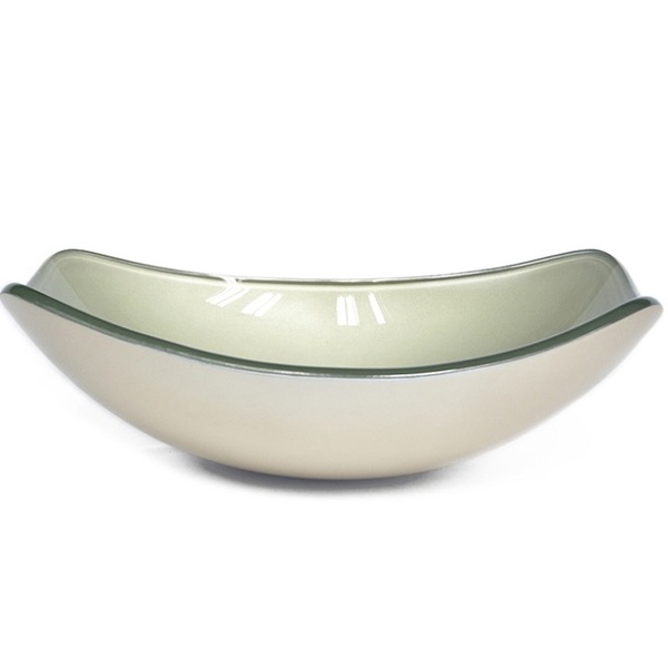 Cuba De Vidro Oval Chanfrada 51cm Champanhe