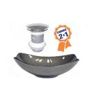 Cuba De Vidro Oval Chanfrada 51cm Grafite + Valvula Click