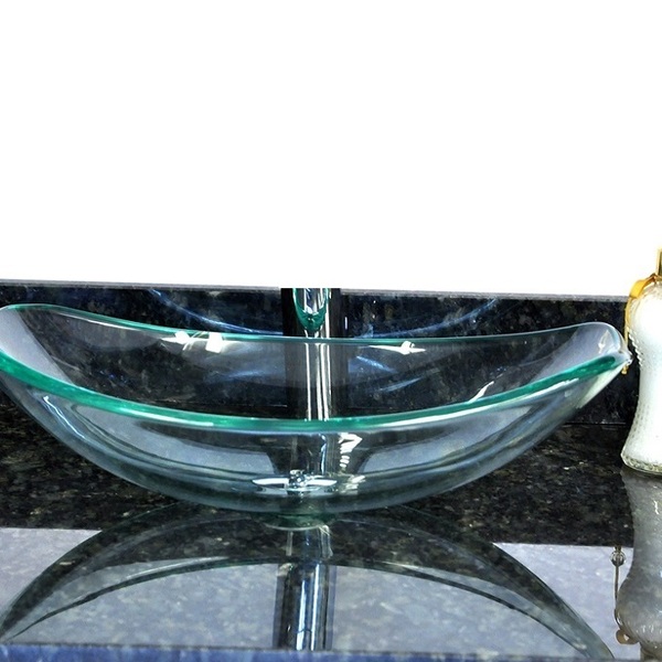 Cuba De Vidro Oval Chanfrada 51cm Incolor