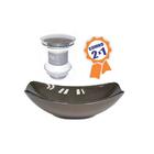 Cuba De Vidro Oval Chanfrada 51cm Marrom + Valvula Click