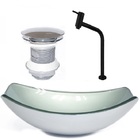 Cuba De Vidro Oval Chanfrada 51cm Prata + Valvula + Torneira