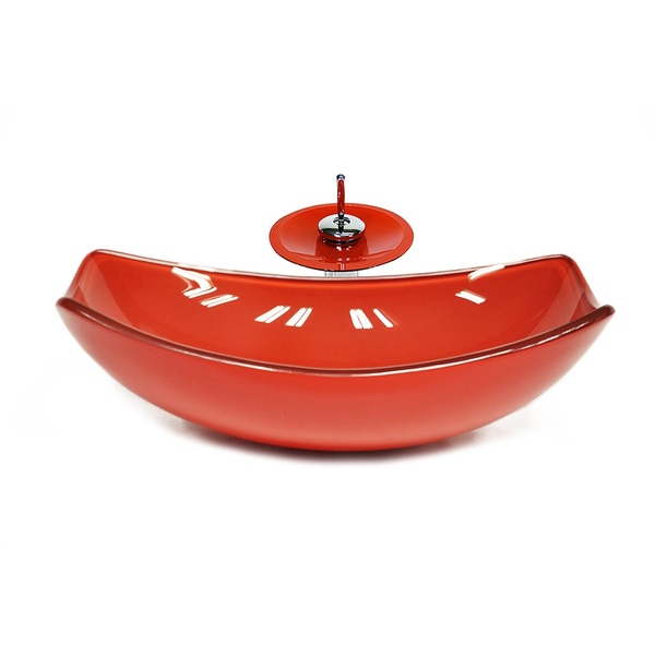 Cuba De Vidro Oval Chanfrada 51cm Vermelho Ferrari + Valvula