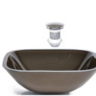 Cuba De Vidro Quadrada 35cm Marrom + Valvula Click