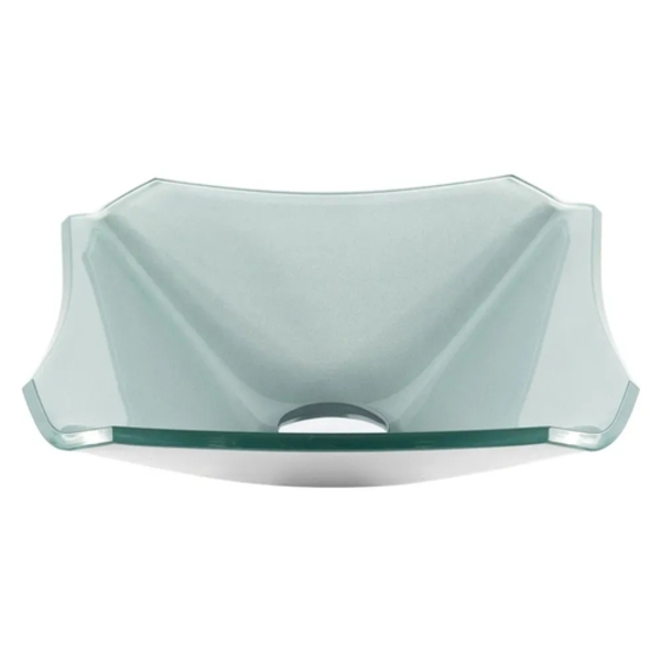 Cuba De Vidro Quadrada Chanfrada 30cm Prata