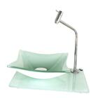 Cuba De Vidro Quadrada Com Tampo 40cm Branco Full E Suporte C