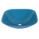 Cuba De Vidro Quadrada Para Lavabos E Banheiros - Azul Claro