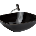 Cuba de Vidro Quadrada Preta com Válvula Click, Sifão e Torne