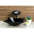 Cuba De Vidro Quadrada Torneira Cascata+válvula Click Preto