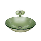 Cuba De Vidro Redonda 31cm  Champanhe + Valvula + Torneira Ca