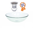 Cuba De Vidro Redonda 31cm Incolor + Válvula Click