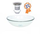 Cuba De Vidro Redonda 31cm Incolor + Válvula Click