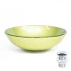 Cuba De Vidro Redonda 31cm Verde Oliva + Válvula Click