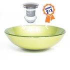 Cuba De Vidro Redonda 31cm Verde Oliva + Válvula Click