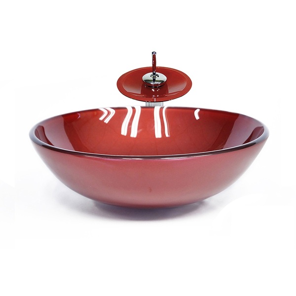 Cuba De Vidro Redonda 31cm Vermelho Cereja + Valvula + Tornei